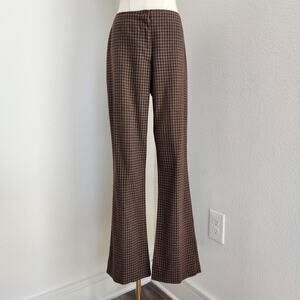 Vintage Y2K Zinc Brown Plaid Flared Trousers Mid Rise Straight Leg Pants S